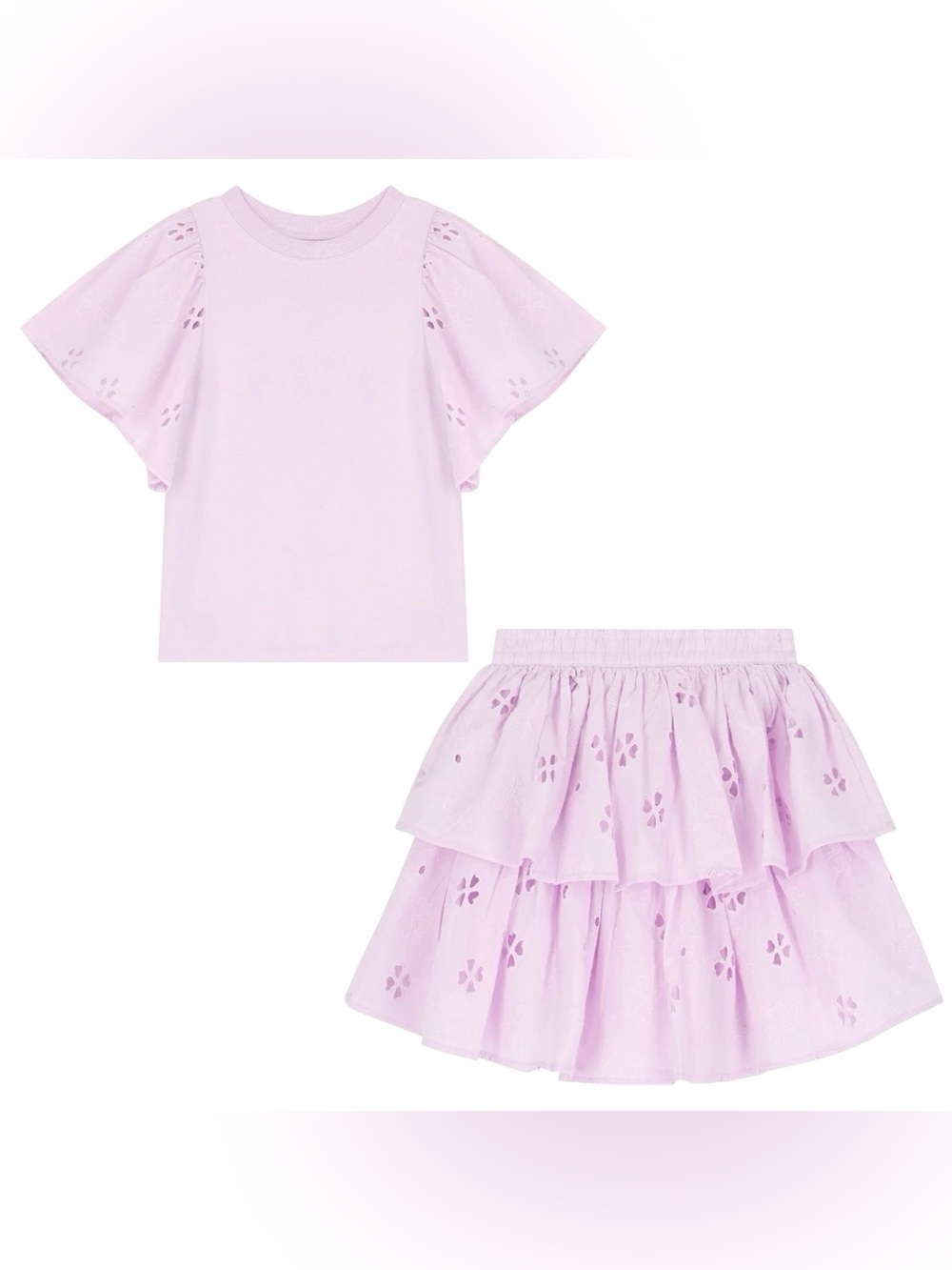 MOLO BRIGETTE FLUTTER TEE TOP RITZA RUFFLE SKIRT ALPINE GLOW EYELET SET 15-16